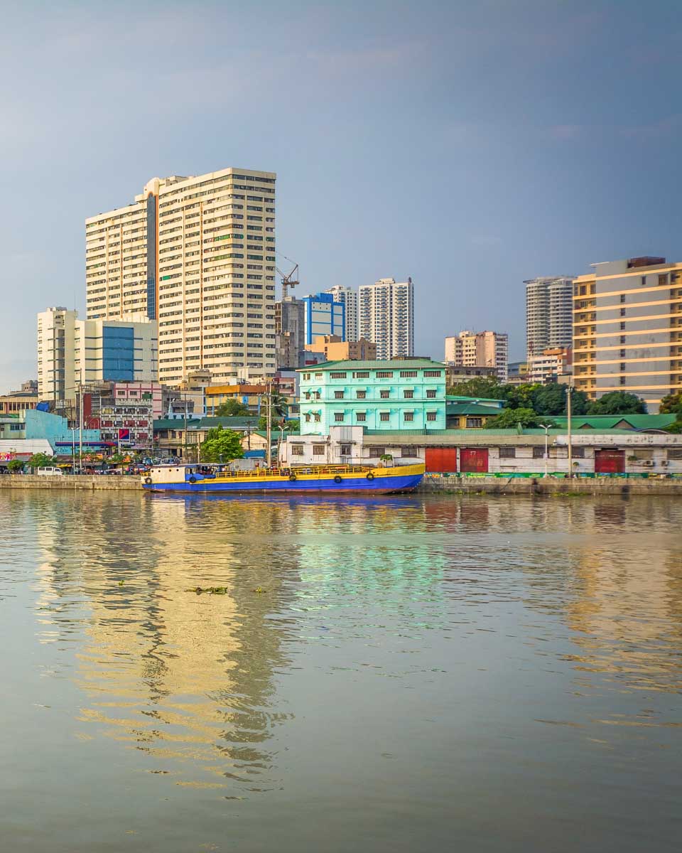 Buildings along the Pasig River in Manila, Philippines