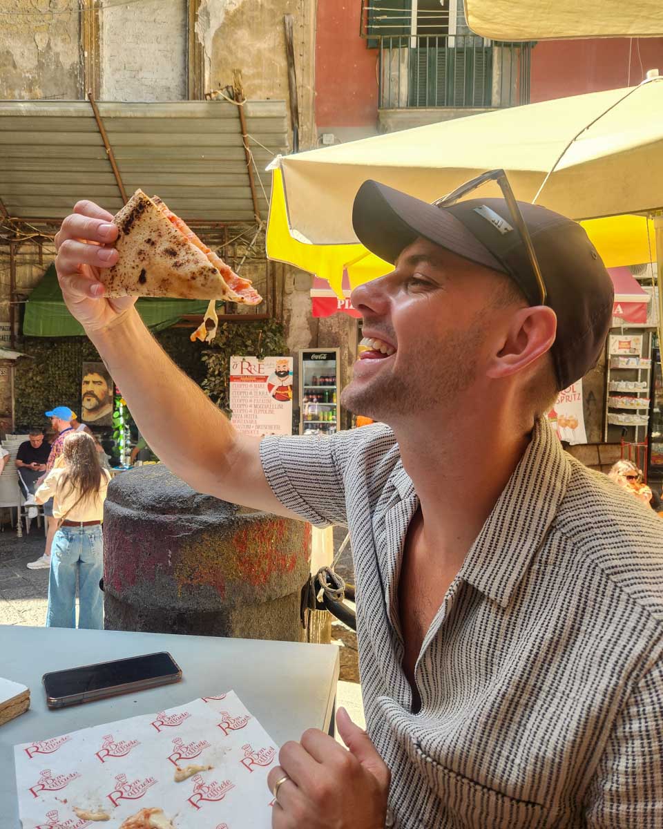 Daniel eats pizza in Naples Italy (2)