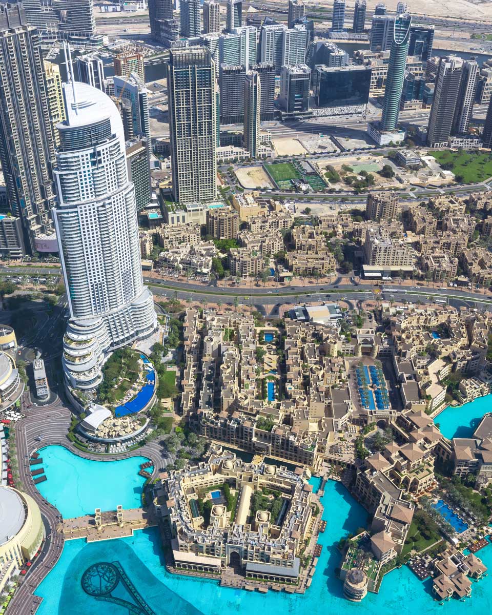 Dubai panoramic skyline view from Burj Khalifa