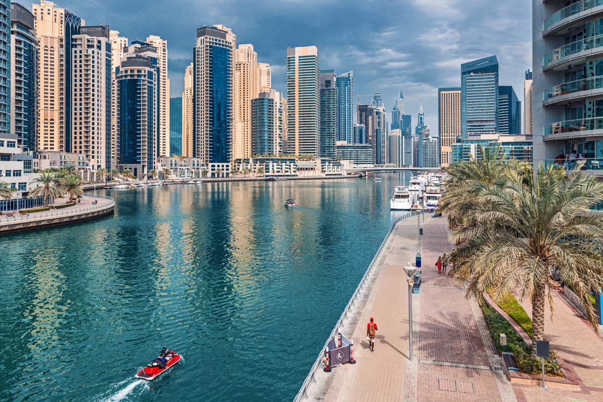 Modern and developed Dubai Marina area
