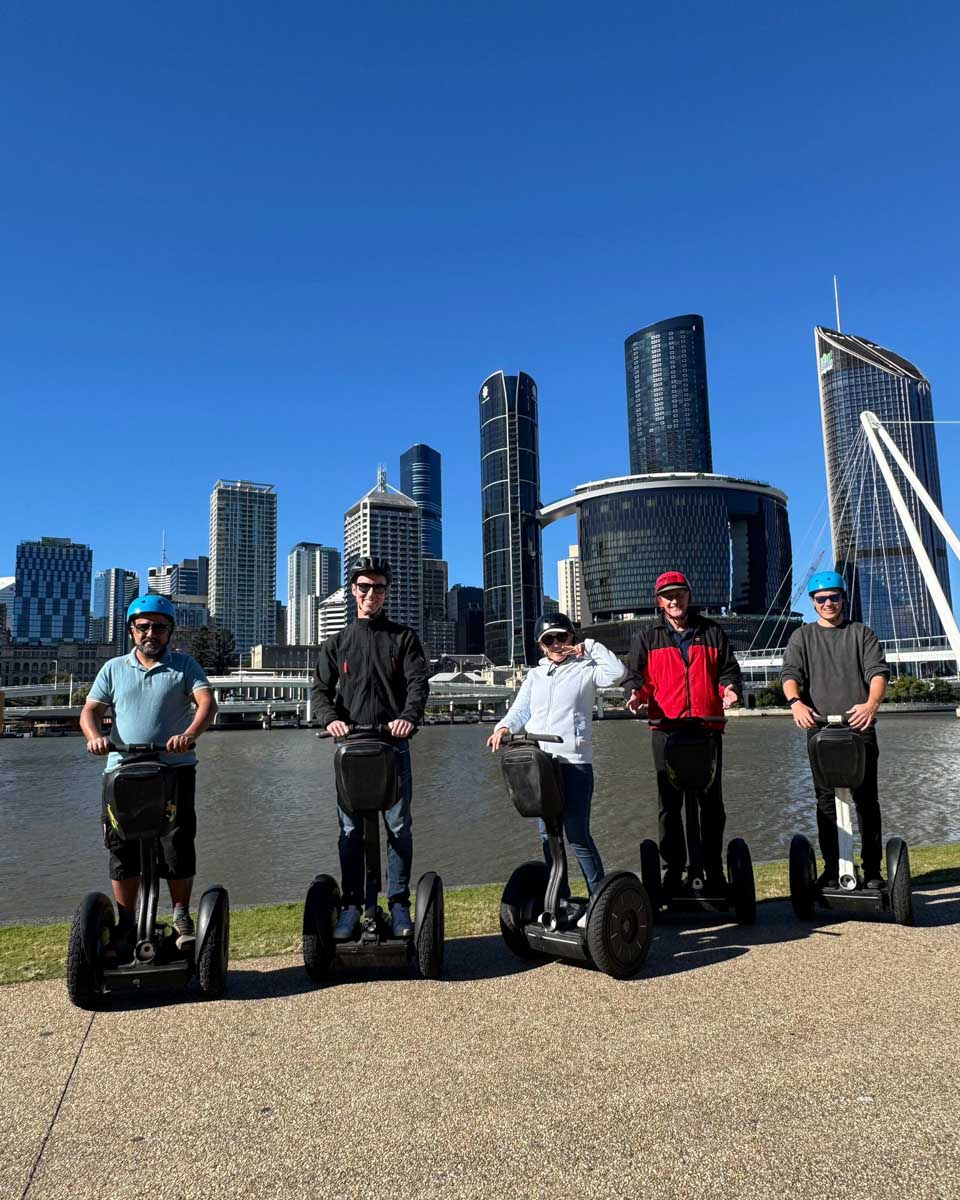 People segway around Brisbane on a tour with Kangaroo Segway Tours
