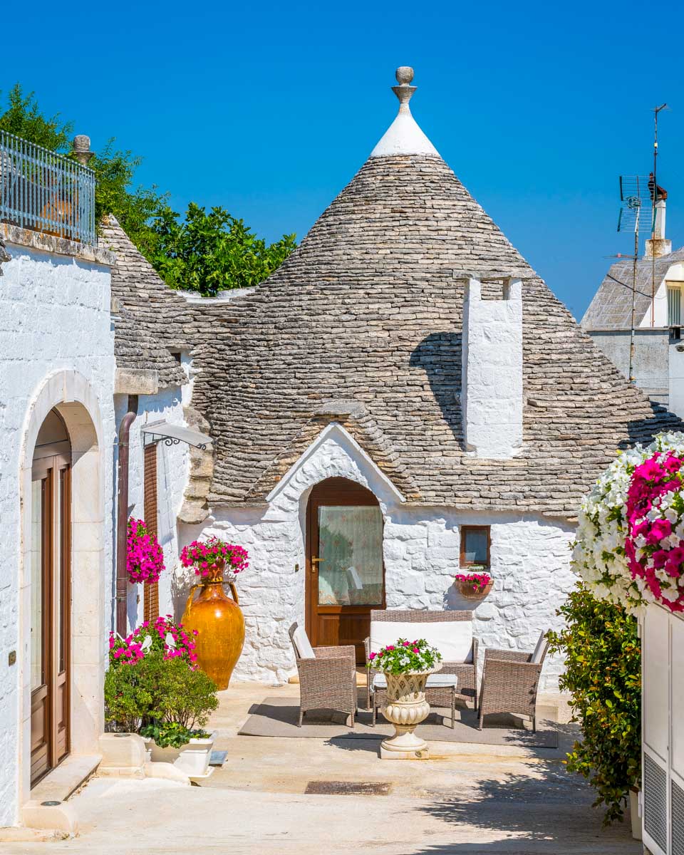 Scenic sight in Alberobello, the famous Trulli village in Puglia Italy