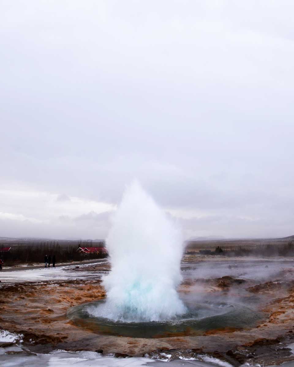 Strokkur geyser eruptions seen on a tour from Reykjavik,