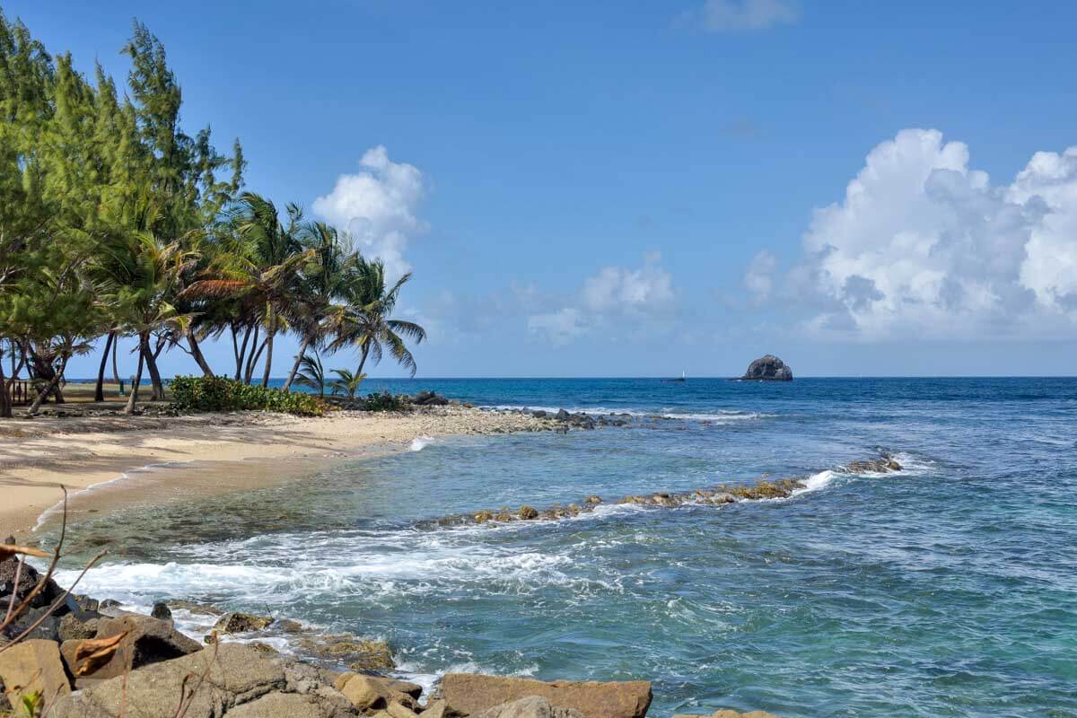 Gros Islet Beach in Saint Lucia on a sunny day