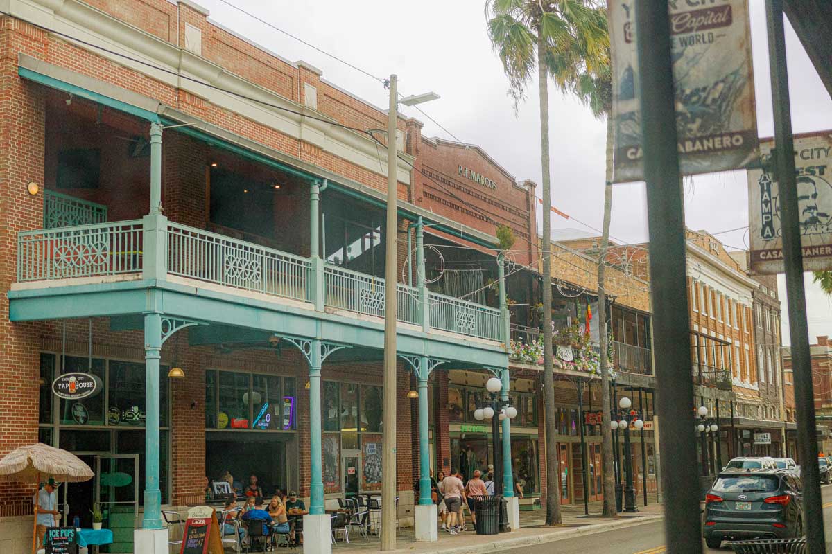 People walk through Ybor in Tampa Florida
