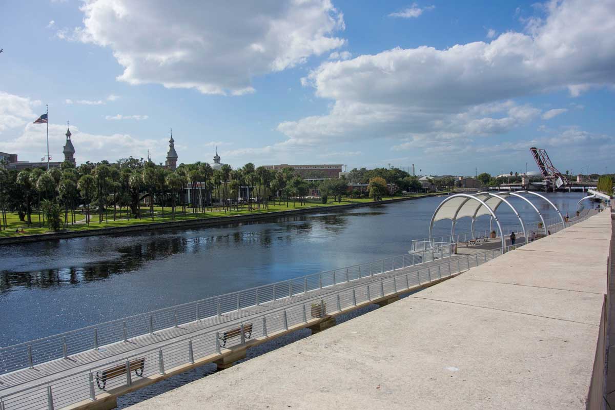 Tampa Florida with Riverwalk and architecture