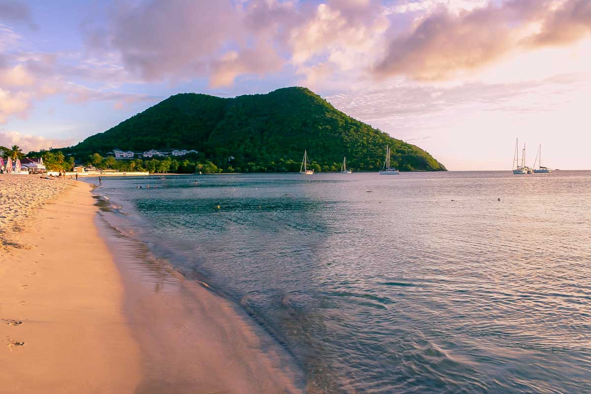 Tropical Reduit beach in Rodney bay, St Lucia