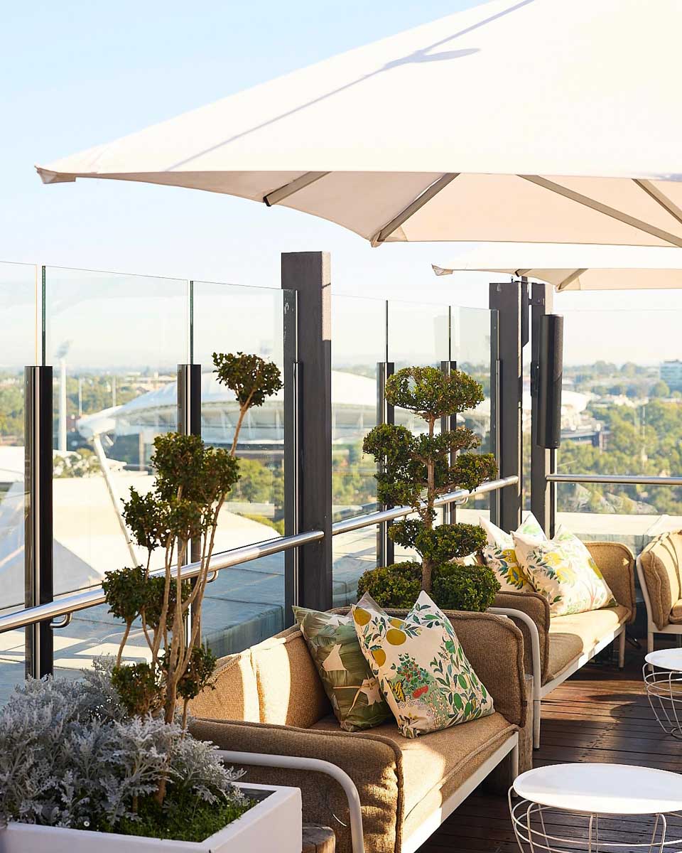 View on the patio at 2KW Bar and Restaurant in Adelaide