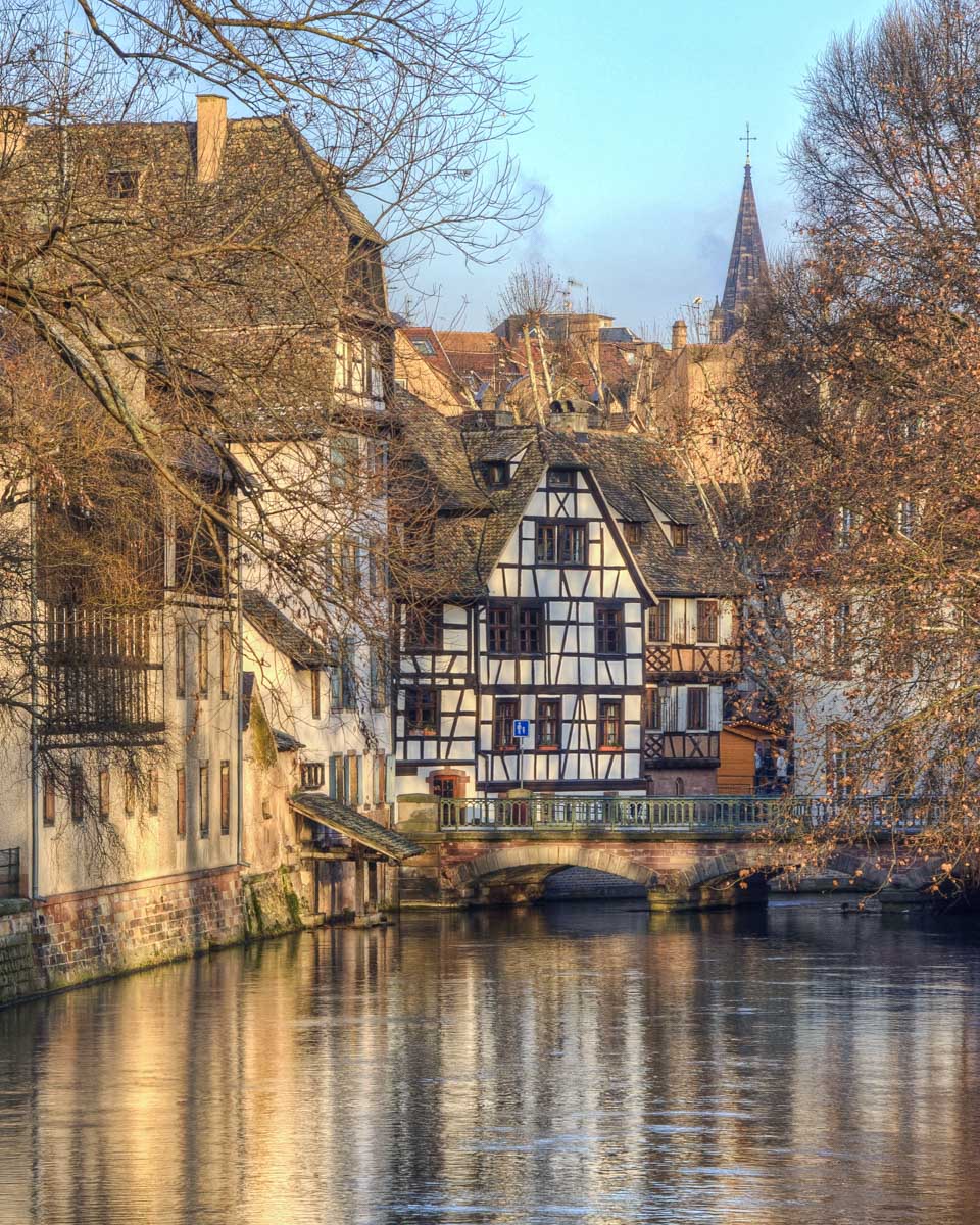 Water Canal In Strasbourg France winter on a tour
