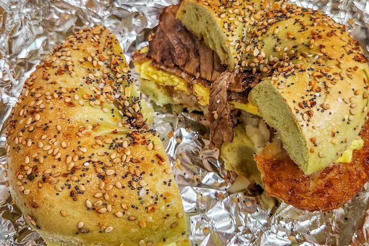 A-bagel-eaten-for-breakfast at Siegel's Bagels in Vancouver BC Canada