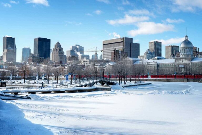 Montreal Quebec skyline in the winter