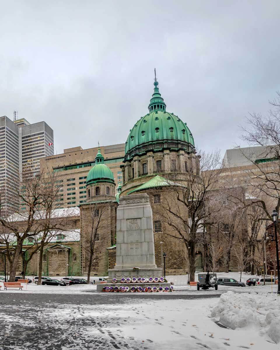 Queen of the World Cathedral Montreal Quebec winter