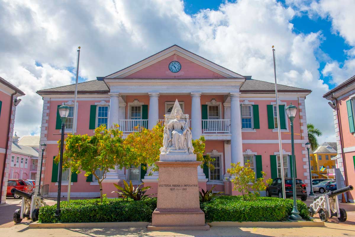 The Parliament Building in Old Nasau Bahamas on a sunny day
