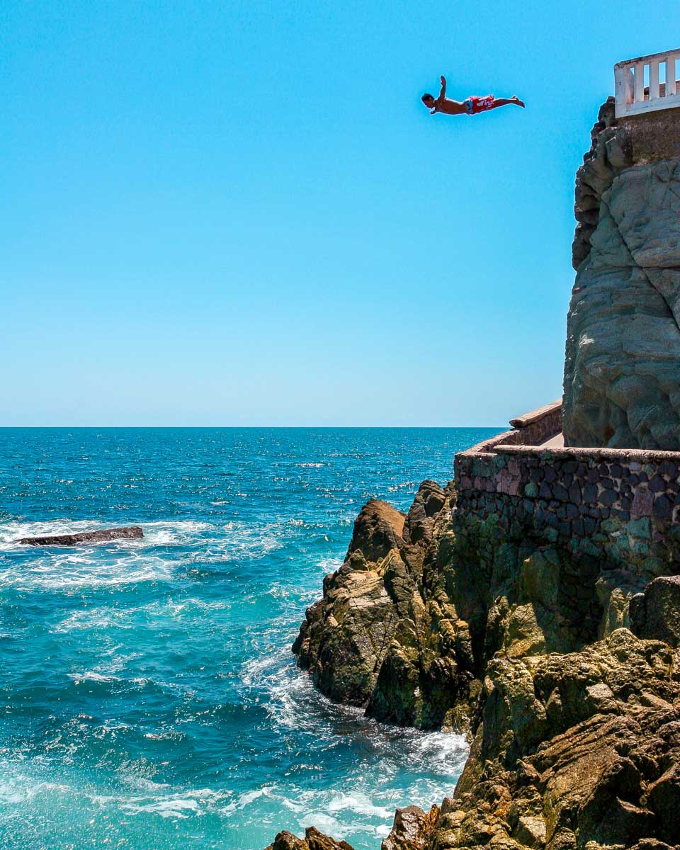 A cliff diver in Mazatlan Mexico