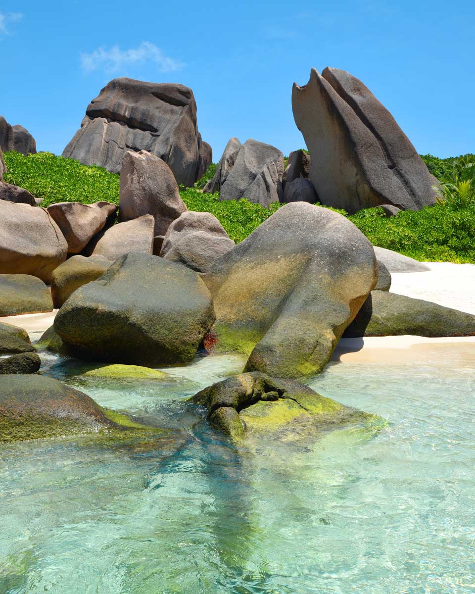 Anse Marron Beach on La Digue Island Seychelles