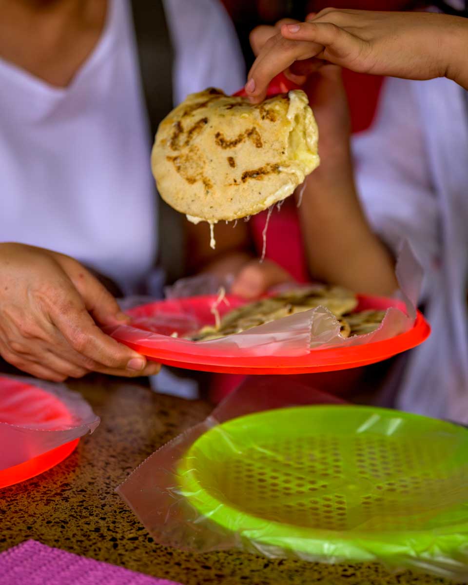 Fresh pupusa eaten in San Salvador El Salvador