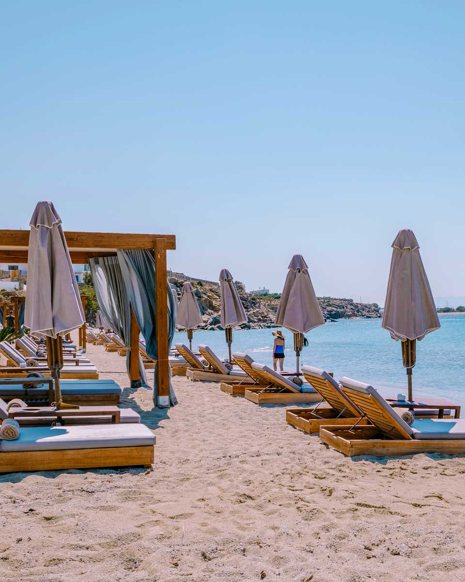 Platis Gialos Beach in Mykonos Greece