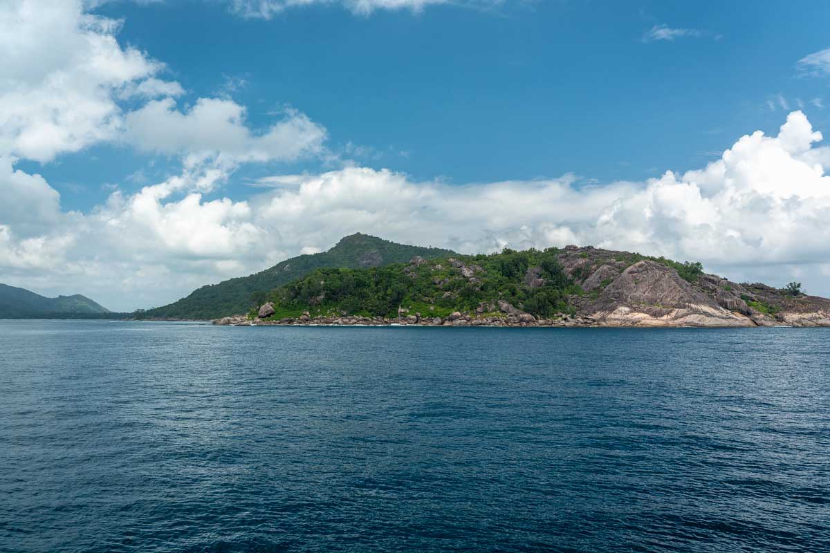 Praslin Island seen from the ferry Seychelles