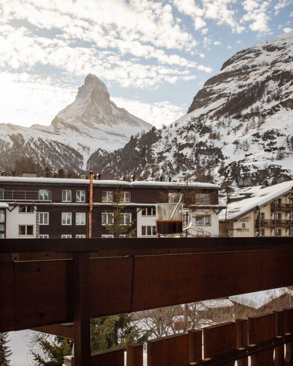 The Matterhorn seen from a hotel window near Zermatt Switzerland (1)