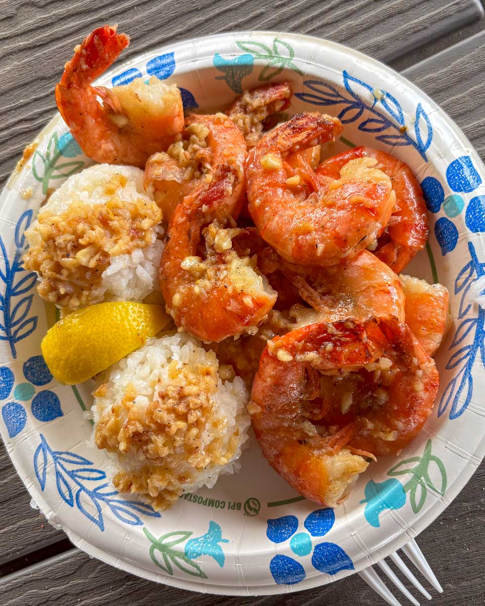 A meal food of shrimp and rice at Giovannies Food truck in Waikiki Honolulu Hawaii (34)