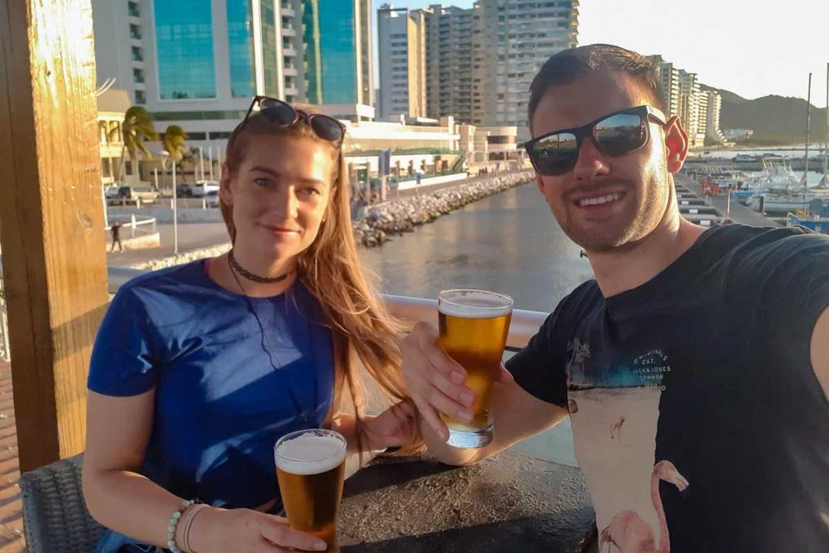 Enjoying a drink at the Sunset Bar in Santa Marta, Colombia as the sun sets