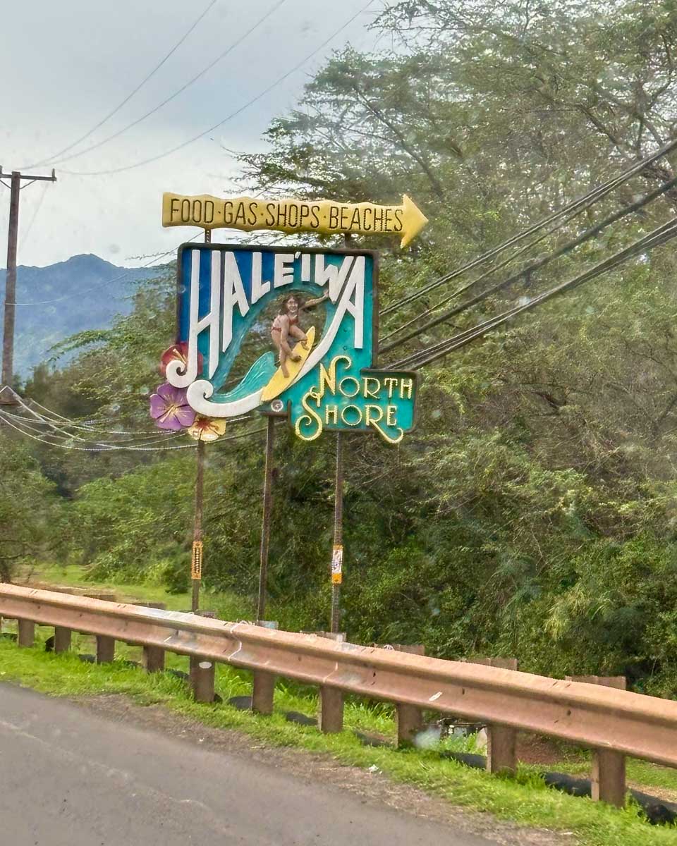 Hale'Iwa sign on Oahu North Shore Hawaii