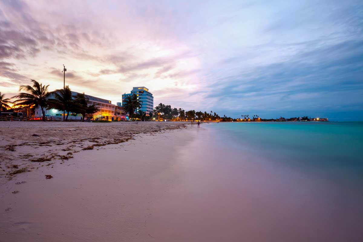 Spratt Bright Beach at sunset in San Andres Colombia